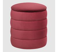rifle fabric cylindrical ribbed stool in burgundy