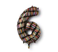 RIFLE PAPER CO. Birthday Candles Mylar Numbered Balloon, Birthday Candles Pattern, Full Color Print (40" L, Decor for Events, Holidays, and Parties), #6