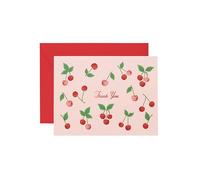 RIFLE PAPER CO. Cherries Thank You Keepsake Card Boxed Set of 8, 4.25" L x 5.5" W Blank Interior Lets Your Thoughtful Handwritten Note Take Center Stage, Crafted in the USA