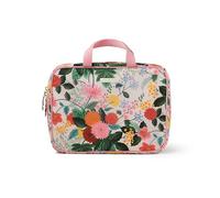 RIFLE PAPER CO. Dahlia Floral Print Large Travel Toiletry and Cosmetic Makeup Case Organizer Bag, Zipper Closure, Lay Flat Design, Pockets for Storage, Removable Clear Pouch