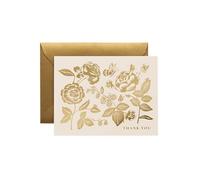 RIFLE PAPER CO. English Rose Thank You Keepsake Card Boxed Set of 8, 4.25" L x 5.5" W Blank Interior Lets Your Thoughtful Handwritten Note Take Center Stage, Crafted in the USA