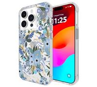 Rifle Paper Co. iPhone 15 Pro Case [Compatible with MagSafe] [12ft Drop Protection] Cute iPhone Case 6.1" with Floral Pattern, Anti-Scratch Tech, Shockproof Material, Slim Fit - Garden Party Blue