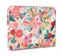 Rifle Paper Co. Laptop Sleeve 14” - Laptop Carrying Case with Padded Exterior, Satin Interior, Metallic Zipper - Floral Laptop Bag For MacBook Pro/Air M2 13 inch, HP, Asus, Dell - Garden Party Blush