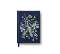 RIFLE PAPER CO. Peacock Embroidered Journal | 240 Ruled Pages, Cloth Cover with Floral Embroidery & Grosgrain Ribbon Bookmark, Lay-Flat Binding, 8" L x 5.75" W