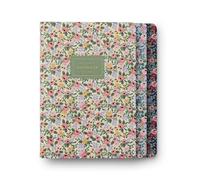 RIFLE PAPER CO. Rosa Stitched Notebook Set, Assorted Set of 3 Notebooks, 64 Ruled Pages including Gold Ink, Full Color Canvas Cover with White Text Paper Interior, Lay-Flat Binding