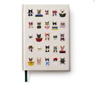 RIFLE PAPER CO. Studious Cats Embroidered Journal 240 Lined Pages, 8" L x 5.75" W, Cloth Cover with Metallic Thread Embroidery, Includes Grosgrain Ribbon Bookmark