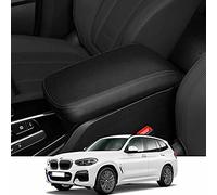 Rifoda for BMW X3 Center Console Armrest Cover Suitable for BMW X3 2018 2019 2020 2021 2022 Scratch Resistance Armrest Box Microfiber Leather Cover(Black Leather Black Stitchs)