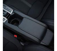 Rifoda for Honda Civic 10th Gen 2016-2020 Centre armrest Leather Cover Leather Decoration Wear Resistant and Scratch Resistant(Black Leather with Black line)