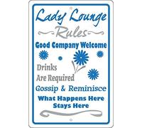RIFOSA 12"x16" Lady Lounge Rules Metal Sign Gift For Her She Shed