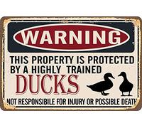 RIFOSA 12"x16" Metal Sign - Warning Property Protected By Ducks Metal Sign For Wall Decor