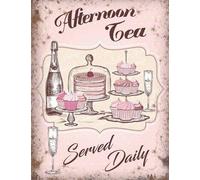 RIFOSA 12"x8" Afternoon Tea Served Daily Cupcakes Pastries Tea Shop Metal Sign Tin Plaque