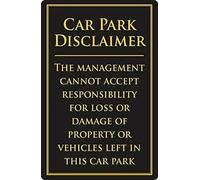 RIFOSA 12"x8" Car Park Disclaimer Metal Sign Car Park No Liability Notice Park At Owners Risk Sign