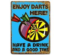RIFOSA 12"x8" Dart Board Metal Sign Drinks Vintage Bar Pub Man Cave Wall Decor