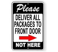 RIFOSA 12"x8" Deliver Packages To Front Door Arrow Right Not Here Metal Sign