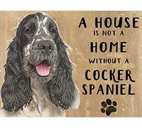 RIFOSA 12"x8" House Not A Home Cocker Spaniel Metal Sign Wall Decor