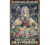RIFOSA 12"x8" I'm Mostly Peace Love And Light Tin Sign Wall Decor Metal Sign Door Plaque Tin Sign Country Home Decor