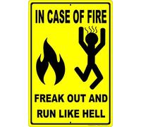 RIFOSA 12"x8" In Case Of Fire, Freak Out And Run Like Hell Metal Sign