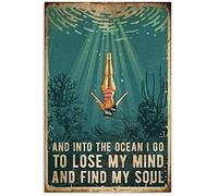 RIFOSA 12"x8" Swimming And Into The Ocean I Go To Lose My Mind & Find My Soul Metal Sign