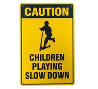 RIFOSA 12"x8" Warning Tin Sign Caution Children Playing Slow Down Metal Safe Notice