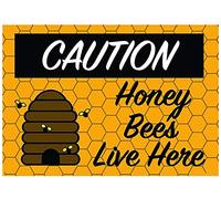 RIFOSA 6"x8" Bee Keeping Metal Sign Caution Bee Hives Honey Beehive