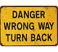 RIFOSA 6"x8" Danger Wrong Way Turn Back Vintage Reproduction Metal Sign
