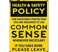 RIFOSA 6"x8" Health And Safety Common Sense Metal Sign Bar Workshop Garage Shed Plaque