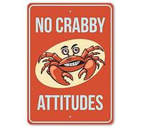 RIFOSA 6"x8" New Metal Sign No Crabby Attitudes Metal Tin Sign For Wall Decor