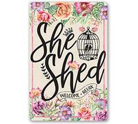 RIFOSA 6"x8" She Shed Pink Durable Metal Sign Use Indoor/outdoor Decor