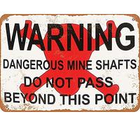 RIFOSA 6"x8" Vintage Metal Sign - Warning Dangerous Mine Shafts Home Decor
