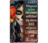 RIFOSA 6"x8" Vintage Tin Sign Sugar Skull I Am The Storm Wall Poster Decor Bedroom Door Plaque Metal Sign