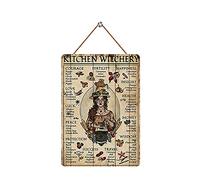 RIFOSA Kitchen Witchery Woman Retro Wood Sign Vintage Sign for Home Coffee Garden Wall Decor 6x12 Inch