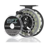 RIFT Breach v2 Fly Fishing Reel, High Capacity Spool, Carbon Disc Drag, Full CNC-Machined Anodized Aluminum Fly Reel, 5/6 Weight, Black, Grey (Black/Grey - with line, 5/6wt)