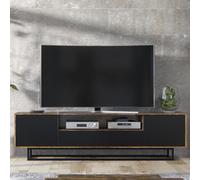 Rift Loft Tv Unit 200Cm Industrial Rustic & Black Matt Doors - Creative Furniture