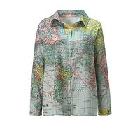 Rifuli 2024 Summer Ladies Tops World Map Print Long Sleeve Buttons Shirt Blouses Tunic Summer Tops for Women (Green, S)