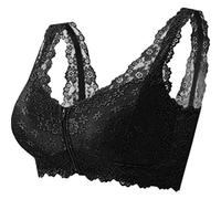 Rifuli Women's Seamless Adjustable Front Closure Extra-Elastic Breathable Lace Trim Comfort Sports Bra