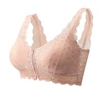 Rifuli Women's Seamless Adjustable Front Closure Extra-Elastic Breathable Lace Trim Comfort Sports Bra