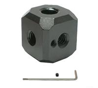 Rig Building Adapter with Five 1/4-20 and One 3/8-16 Thread Holes for Enhanced Modularity in Camera Support and Live Streaming Applications (Black)