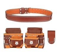 Rig Gears 10-pockets Carpenter Tool Belt Combo | Heavy-duty Tool Belts For Men Construction Tools, Electrician Tool Belt Multipurpose Framing Tool Belt Tool Pouch Organizer Bags (Maroon, Standard)