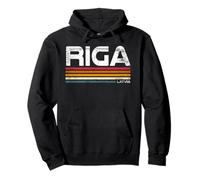 Riga Latvia Capital Retro Stripes Design Pullover Hoodie
