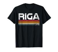 Riga Latvia Capital Retro Stripes Design T-Shirt