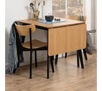 riga wooden drop lift dining table with 2 chairs in black and oak