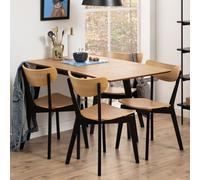 riga wooden drop lift dining table with 4 chairs in black and oak