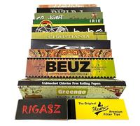 Rigasz Tips 10 Pack King Size Slim Plant-based Rolling Papers with Acacia and Arabic Gum