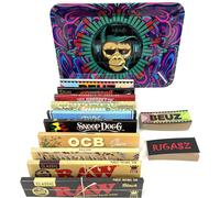Rigasz Tips 10 Pack Mix King Size Rolling Papers & Mini Metal Tray - HJ8U