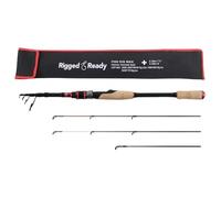 Rigged and Ready Fish Rig Max Telescopic Spin & Bait-Cast Travel Fishing Rod with unique Micro Trigger. Hi Carbon rod +3 tips. 240 & 210cm, 0-15, 10-30, 20-50g rod options