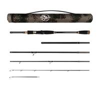 Rigged and Ready Predator Series Spin & Baitcast Travel Fishing Rods + Case | Unique Spin Cast Micro Trigger. Compact Hi-Carbon Rods. 4 Rod Sections, 2 Tips, Mobile Lure Rod Anglers. Fresh & Saltwater