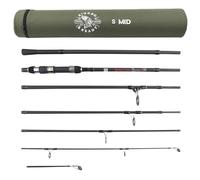 Rigged and Ready S Mid POwerful Compact Travel Fishing Rod + 2 Tips Case