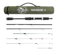 Rigged and Ready Smuggler 4 - Kayak Travel Fishing Rod - Compact Portable Spinning - 4 tips 3 lengths Max 154cm 5’ Min 108cm 3' 7” - Case 48cm 19"