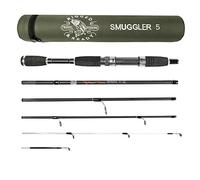 Rigged and Ready Smuggler 5 Travel Fishing Rod & Case. Compact medium-short length 5.25’ (160cm) rod, with 2 tips, for spin and general fishing. For fish up to 6lbs (3kg)
