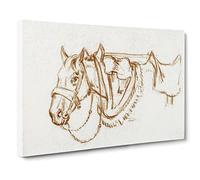 Rigged Horse By Jean Bernard Canvas Print | Gallery Wrapped 30mm Frame Wall Art | 30x20 inches | Ready to Hang | Retro Animals Picture | Living Room Bedroom Lounge Office